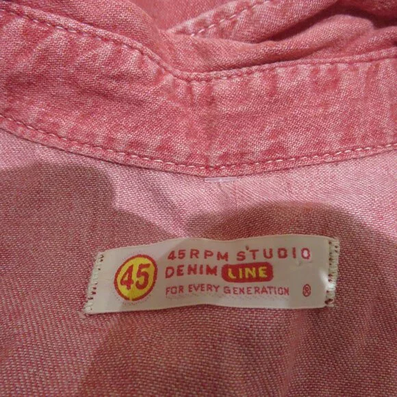 45RPM STUDIO 45R Vintage Washed Red Denim Maxi Dress Minimalist Made in Japan - Picture 15 of 15